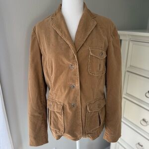 Vintage Lands End Corduroy Tan‎ Blazer Jacket Women's Size 12